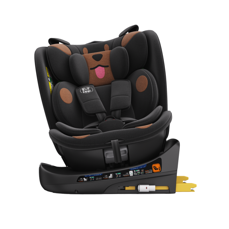 BUF BOOF® B-Joy DELUXE i-Size 40–150 cm Scaun Auto Copii, ISOFIX, Rotativ 360°, Reclinare 155°, Poziție Somn, BlackDOG