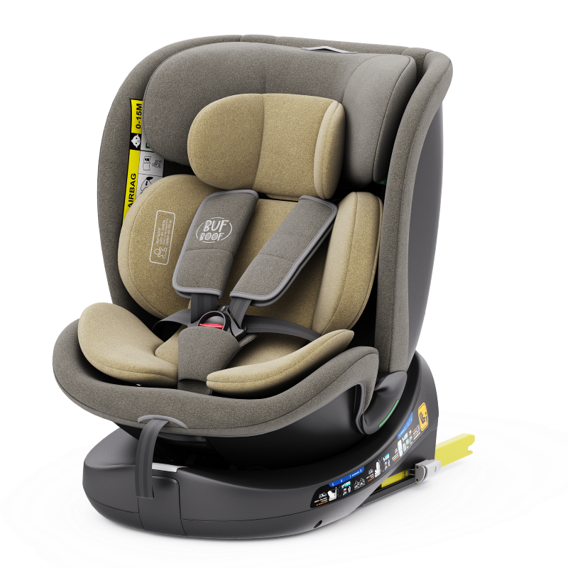 Scaun Auto B-Joy DELUXE BUF BOOF iSIZE LightBrown cu Isofix pozitie somn 155 grade rotativ 360 grade 40-150 cm