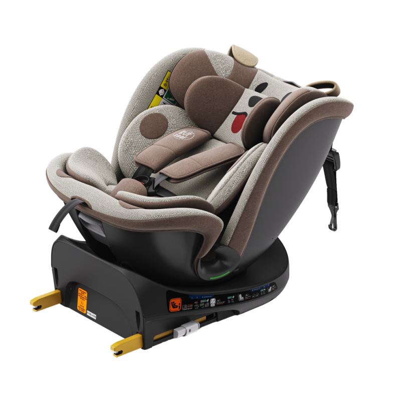 BUF BOOF® B-Joy DELUXE i-Size 40–150 cm Scaun Auto Copii, ISOFIX, Rotativ 360°, Reclinare 155°, Poziție Somn, BrownDOG
