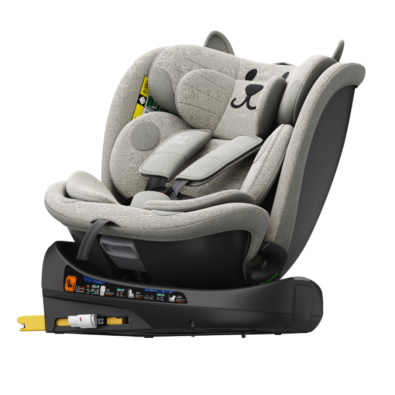 BUF BOOF® B-Joy DELUXE i-Size 40–150 cm Scaun Auto Copii, ISOFIX, Rotativ 360°, Reclinare 155°, Poziție Somn, LightGreyCAT