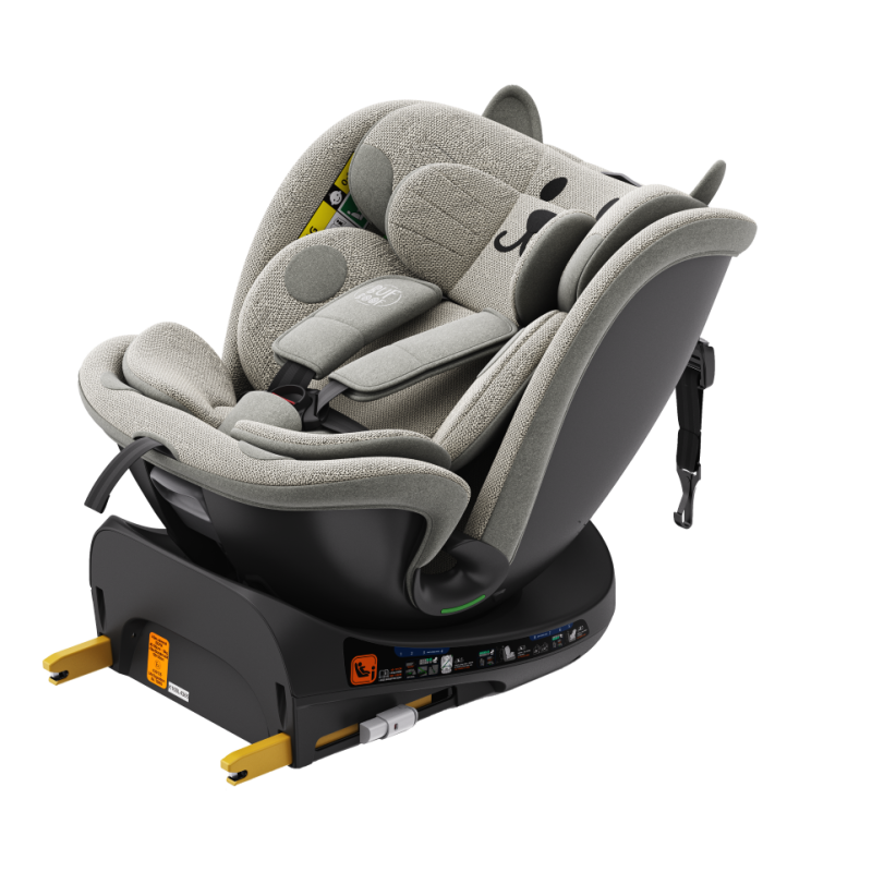BUF BOOF® B-Joy DELUXE i-Size 40–150 cm Scaun Auto Copii, ISOFIX, Rotativ 360°, Reclinare 155°, Poziție Somn, LightGreyCAT