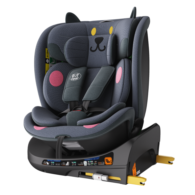 BUF BOOF® B-Joy DELUXE i-Size 40–150 cm Scaun Auto Copii, ISOFIX, Rotativ 360°, Reclinare 155°, Poziție Somn, DarkGreyCAT