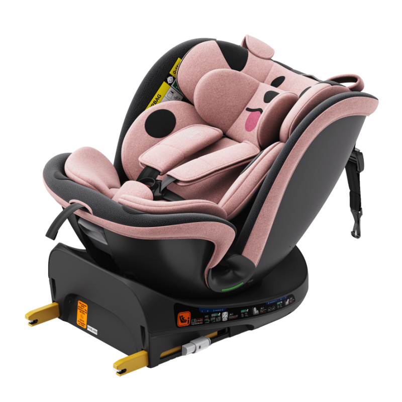 BUF BOOF® B-Joy DELUXE i-Size 40–150 cm Scaun Auto Copii, ISOFIX, Rotativ 360°, Reclinare 155°, Poziție Somn, PinkDOG