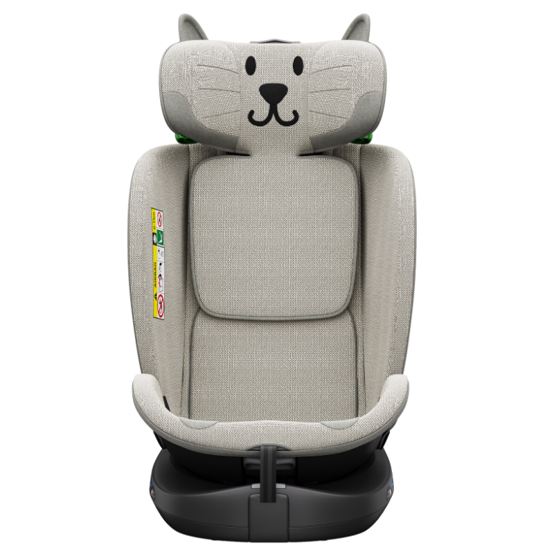 BUF BOOF® B-Joy DELUXE i-Size 40–150 cm Scaun Auto Copii, ISOFIX, Rotativ 360°, Reclinare 155°, Poziție Somn, LightGreyCAT