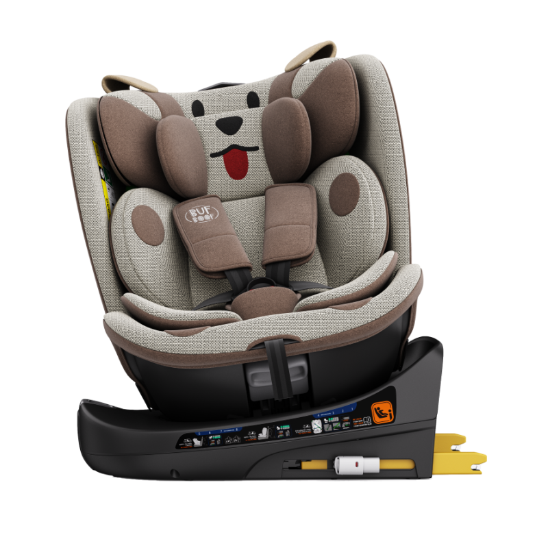 BUF BOOF® B-Joy DELUXE i-Size 40–150 cm Scaun Auto Copii, ISOFIX, Rotativ 360°, Reclinare 155°, Poziție Somn, BrownDOG