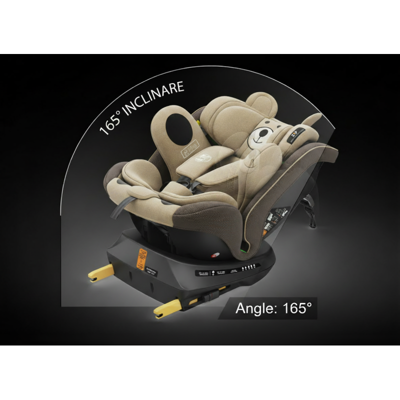 BUF BOOF® Scaun Auto P100 i-Size R129 Rotativ 360° ISOFIX 40–150 cm (0–36 kg) UrsCoffee
