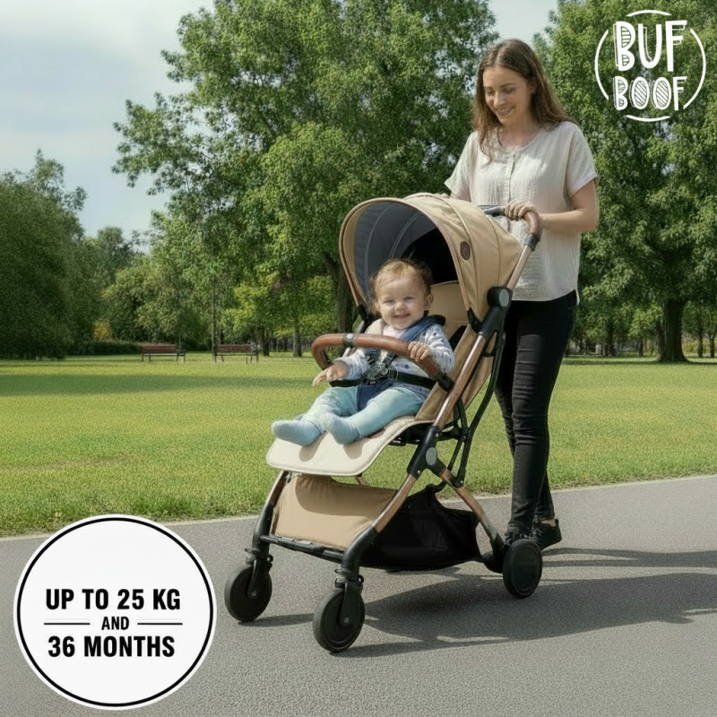 BUF BOOF® S-16 Carucior sport ușor, 0–36 luni, poziție complet orizontala 180°, sistem pliabil cu functie troller, Sand