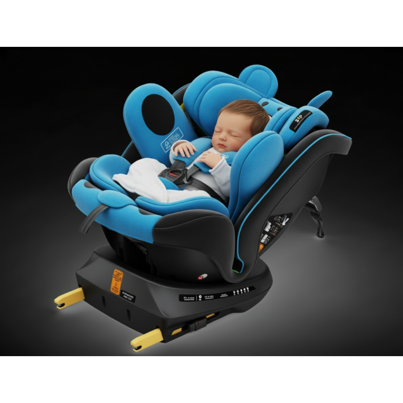 BUF BOOF® Scaun Auto P100 i-Size R129 Rotativ 360° ISOFIX 40–150 cm (0–36 kg) UrsBlue