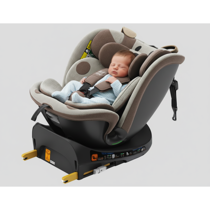 BUF BOOF® B-Joy DELUXE i-Size 40–150 cm Scaun Auto Copii, ISOFIX, Rotativ 360°, Reclinare 155°, Poziție Somn, BrownDOG