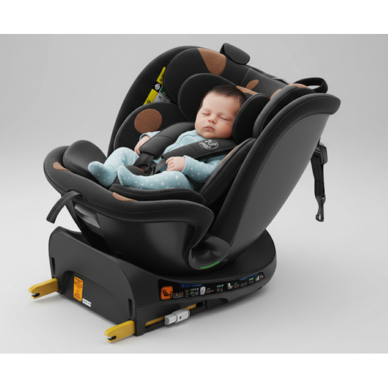 BUF BOOF® B-Joy DELUXE i-Size 40–150 cm Scaun Auto Copii, ISOFIX, Rotativ 360°, Reclinare 155°, Poziție Somn, BlackDOG