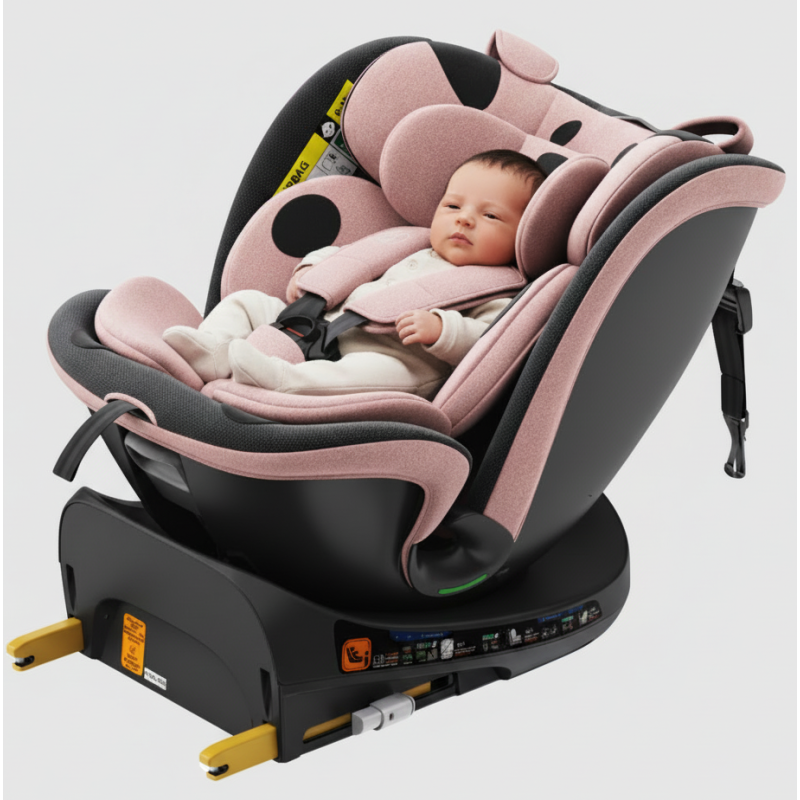 BUF BOOF® B-Joy DELUXE i-Size 40–150 cm Scaun Auto Copii, ISOFIX, Rotativ 360°, Reclinare 155°, Poziție Somn, PinkDOG