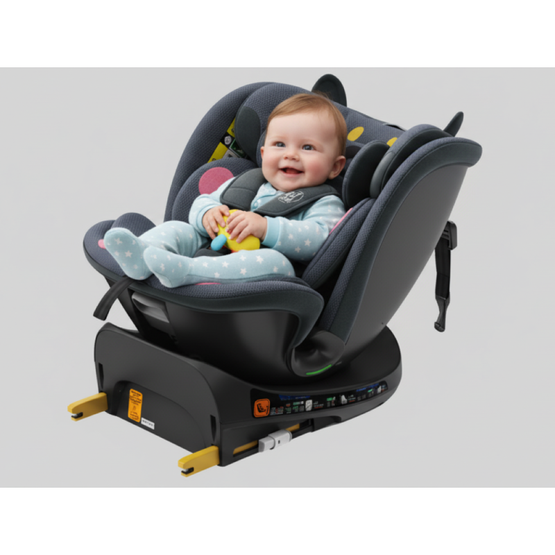 BUF BOOF® B-Joy DELUXE i-Size 40–150 cm Scaun Auto Copii, ISOFIX, Rotativ 360°, Reclinare 155°, Poziție Somn, DarkGreyCAT