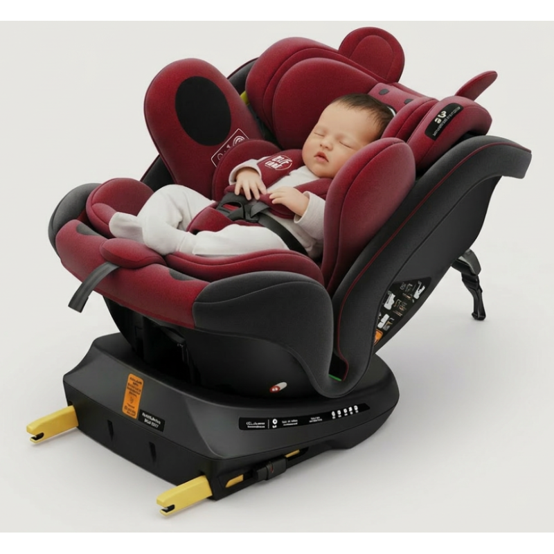 BUF BOOF® Scaun Auto P100 i-Size R129 Rotativ 360° ISOFIX 40–150 cm (0–36 kg) UrsRed