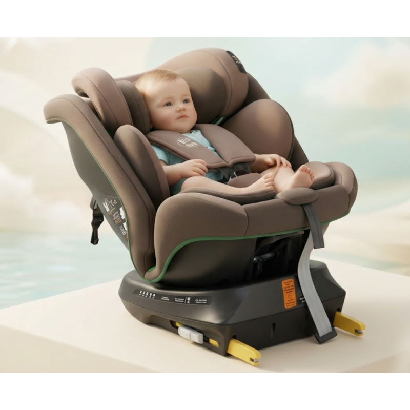 BUF BOOF® Scaun Auto P100 i-Size R129 Rotativ 360° ISOFIX 40–150 cm (0–36 kg) Coffee