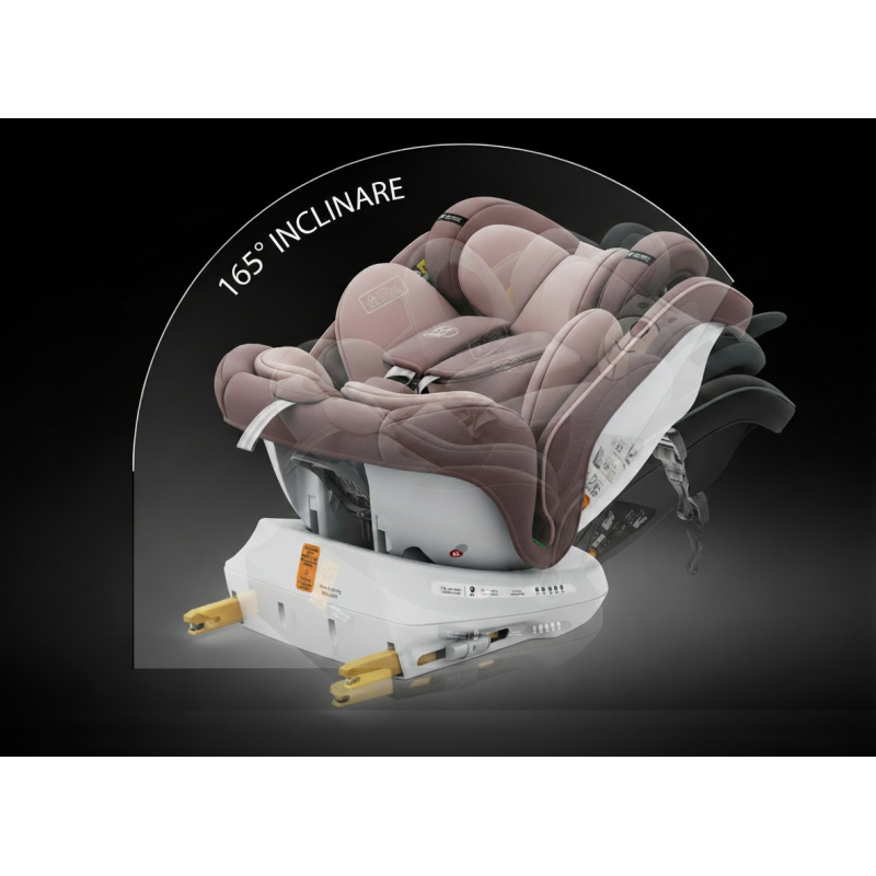 BUF BOOF® Scaun Auto P100 i-Size R129 Rotativ 360° ISOFIX 40–150 cm (0–36 kg) LightPurple