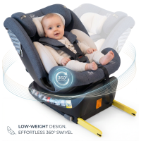 Scaun Auto Saphir DELUXE BUF BOOF iSIZE Grey cu Isofix pozitie somn 165 grade rotativ 360 grade 40-150 cm