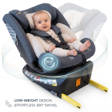 Scaun Auto Saphir DELUXE BUF BOOF iSIZE Grey cu Isofix pozitie somn 165 grade rotativ 360 grade 40-150 cm