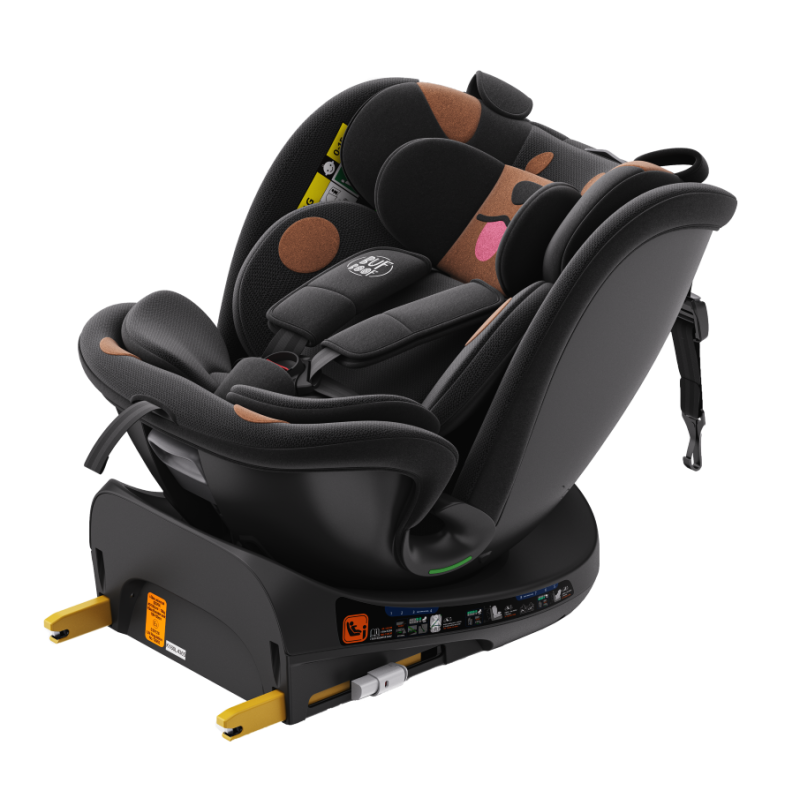 BUF BOOF® B-Joy DELUXE i-Size 40–150 cm Scaun Auto Copii, ISOFIX, Rotativ 360°, Reclinare 155°, Poziție Somn, BlackDOG