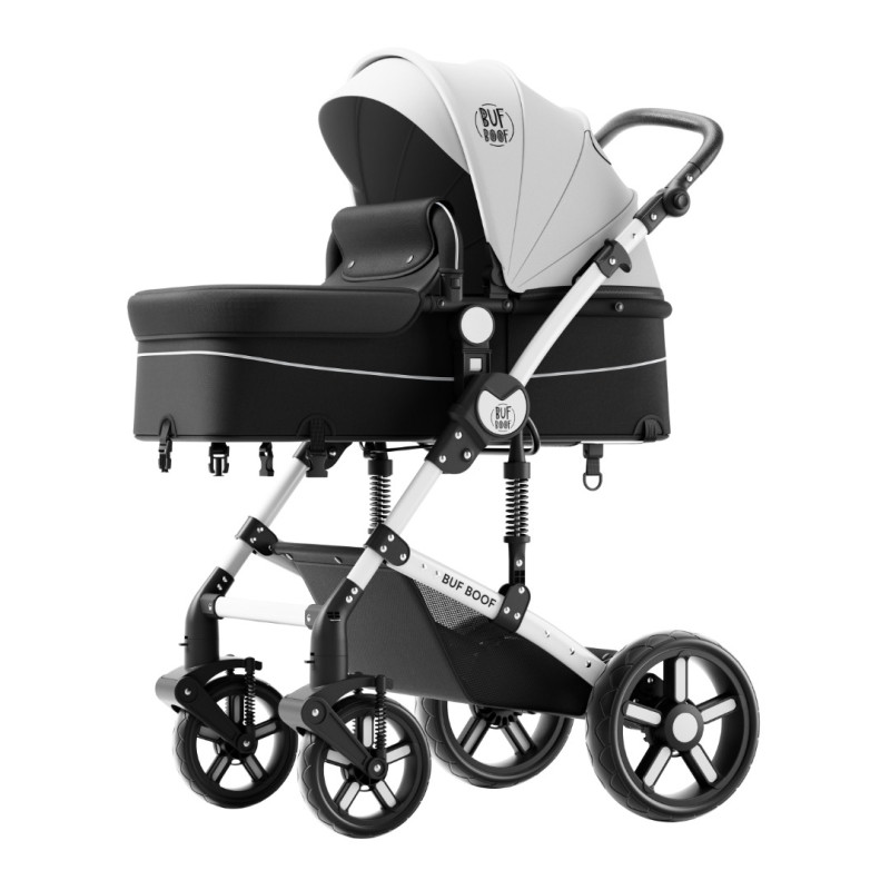 Carucior 2 in 1 reversibil A1 Deluxe BUF BOOF Black and White 0 36 luni