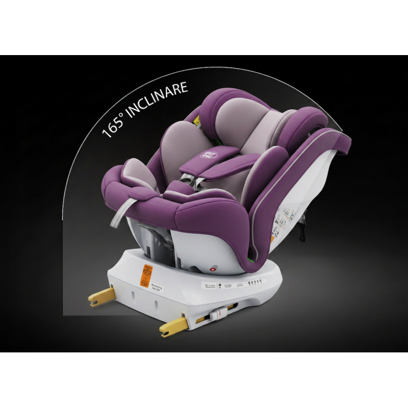 Scaun Auto P100 BUF BOOF iSIZE Purple cu Isofix rotativ 360 grade 40-150 cm