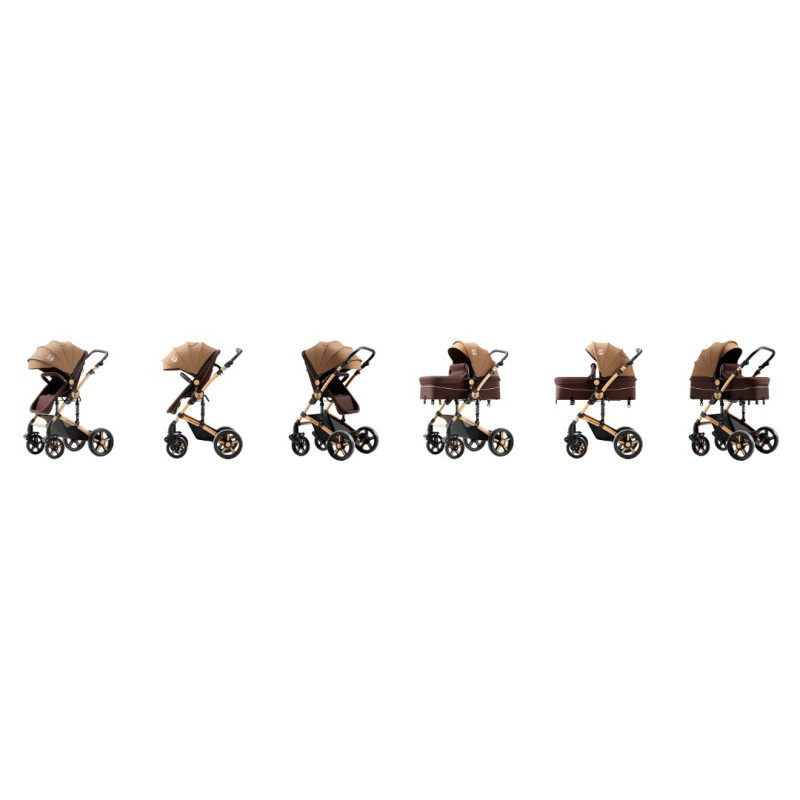 Carucior 2 in 1 reversibil A1 Deluxe BUF BOOF Champagne 0 36 luni