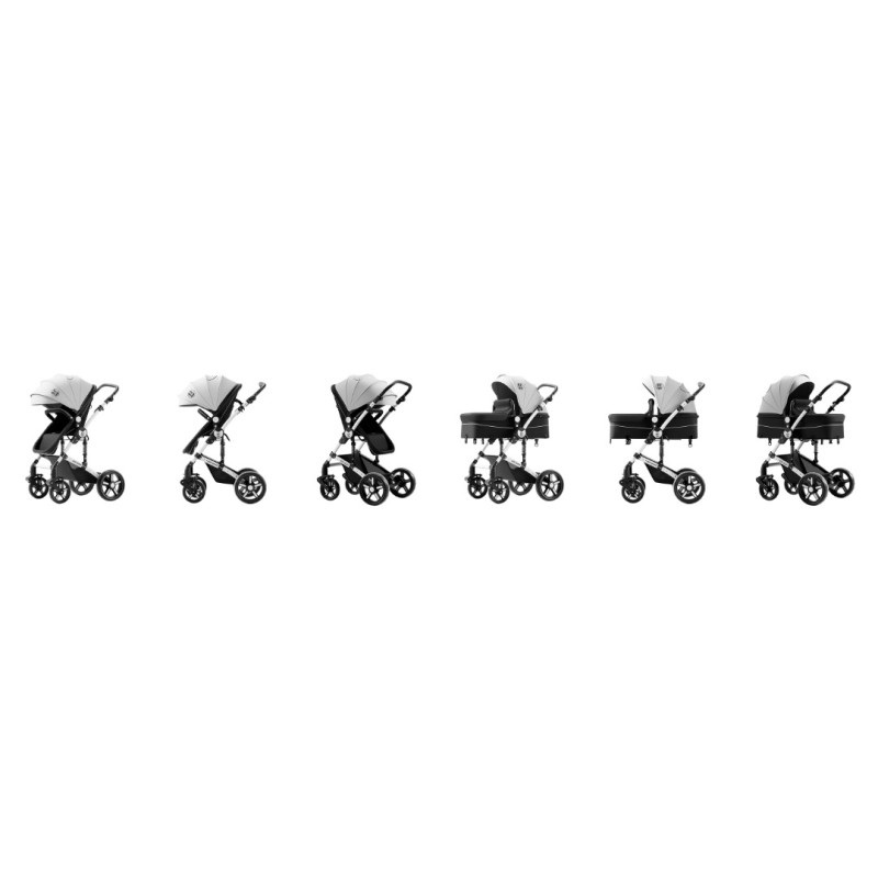 Carucior 2 in 1 reversibil A1 Deluxe BUF BOOF Black and White 0 36 luni