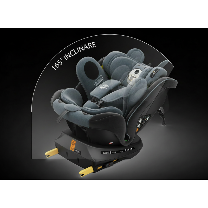 BUF BOOF® Scaun Auto P100 i-Size R129 Rotativ 360° ISOFIX 40–150 cm (0–36 kg) UrsBlack