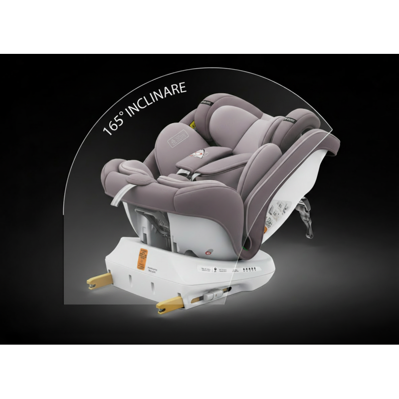 BUF BOOF® Scaun Auto P100 i-Size R129 Rotativ 360° ISOFIX 40–150 cm (0–36 kg) LightPurple