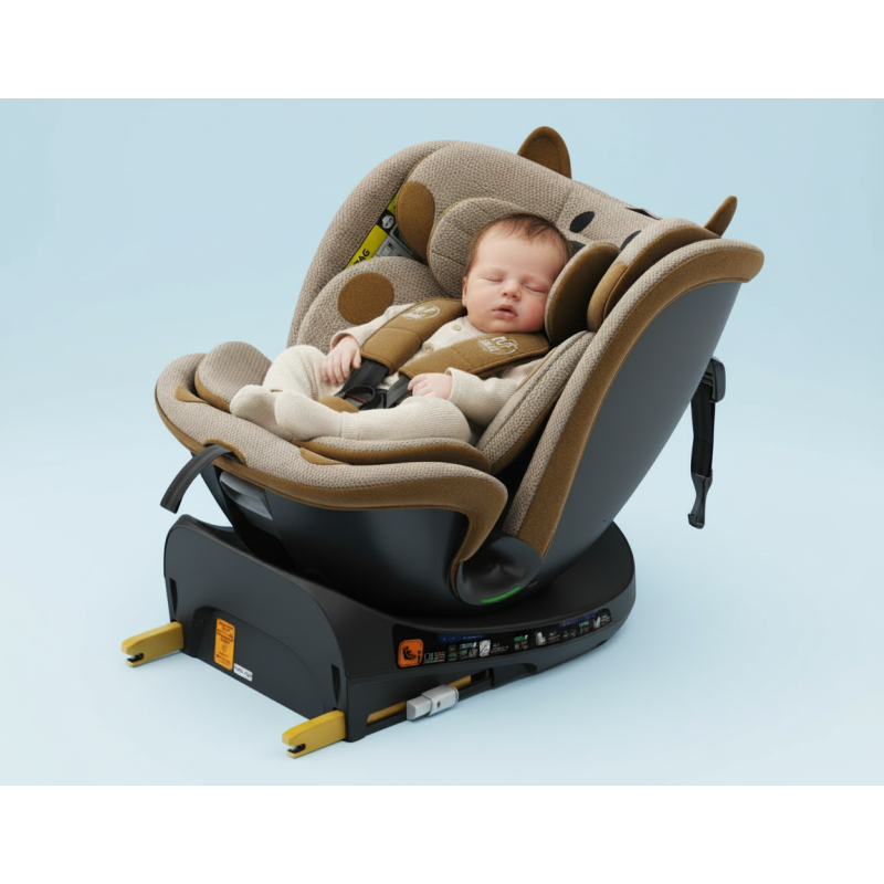 BUF BOOF® B-Joy DELUXE i-Size 40–150 cm Scaun Auto Copii, ISOFIX, Rotativ 360°, Reclinare 155°, Poziție Somn, OrangeCAT