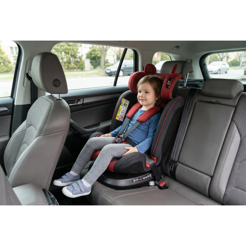 BUF BOOF® Scaun Auto P100 i-Size R129 Rotativ 360° ISOFIX 40–150 cm (0–36 kg) UrsRed