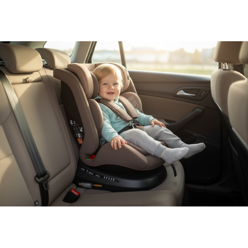 BUF BOOF® Scaun Auto P100 i-Size R129 Rotativ 360° ISOFIX 40–150 cm (0–36 kg) Coffee