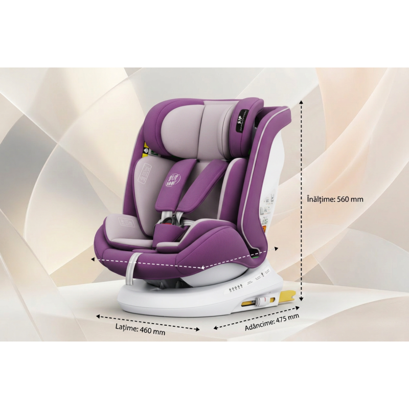 Scaun Auto P100 BUF BOOF iSIZE Purple cu Isofix rotativ 360 grade 40-150 cm