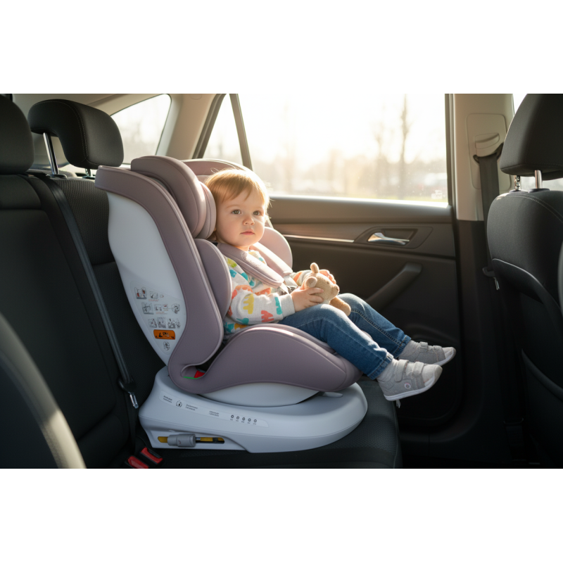 BUF BOOF® Scaun Auto P100 i-Size R129 Rotativ 360° ISOFIX 40–150 cm (0–36 kg) LightPurple