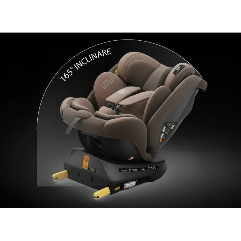 BUF BOOF® Scaun Auto P100 i-Size R129 Rotativ 360° ISOFIX 40–150 cm (0–36 kg) Coffee