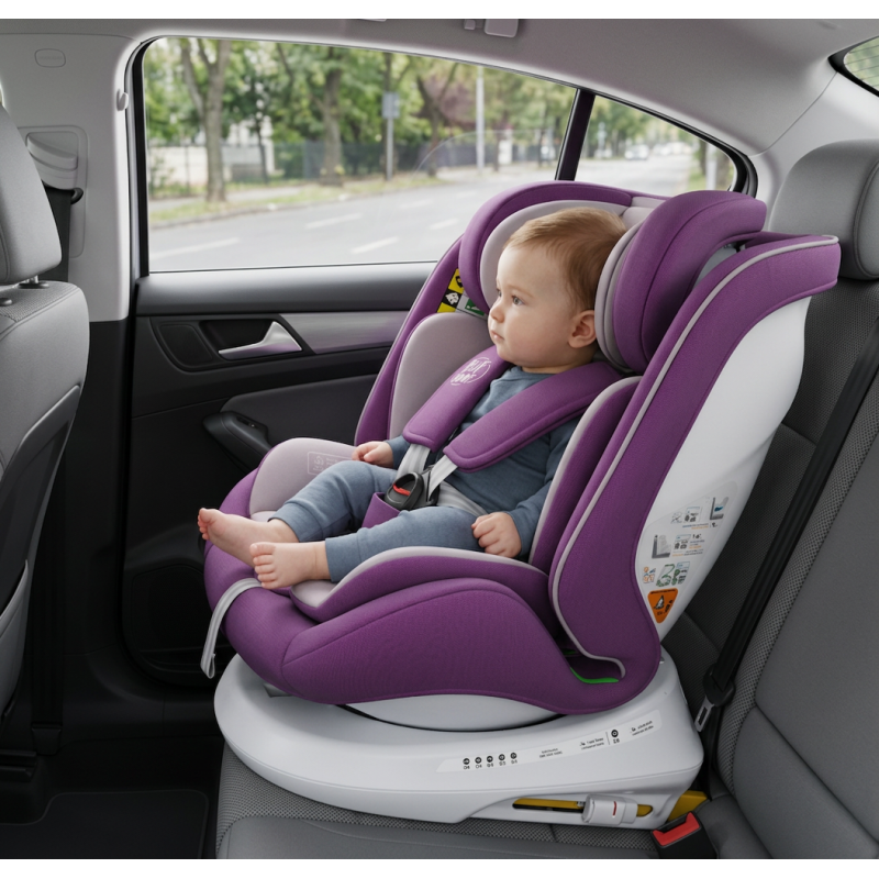 Scaun Auto P100 BUF BOOF iSIZE Purple cu Isofix rotativ 360 grade 40-150 cm