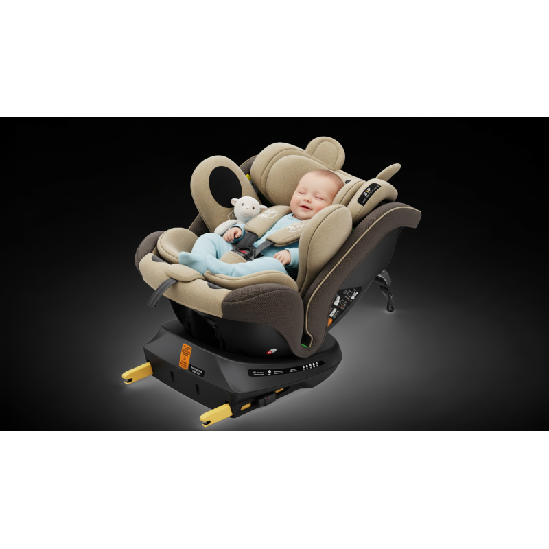 BUF BOOF® Scaun Auto P100 i-Size R129 Rotativ 360° ISOFIX 40–150 cm (0–36 kg) UrsCoffee