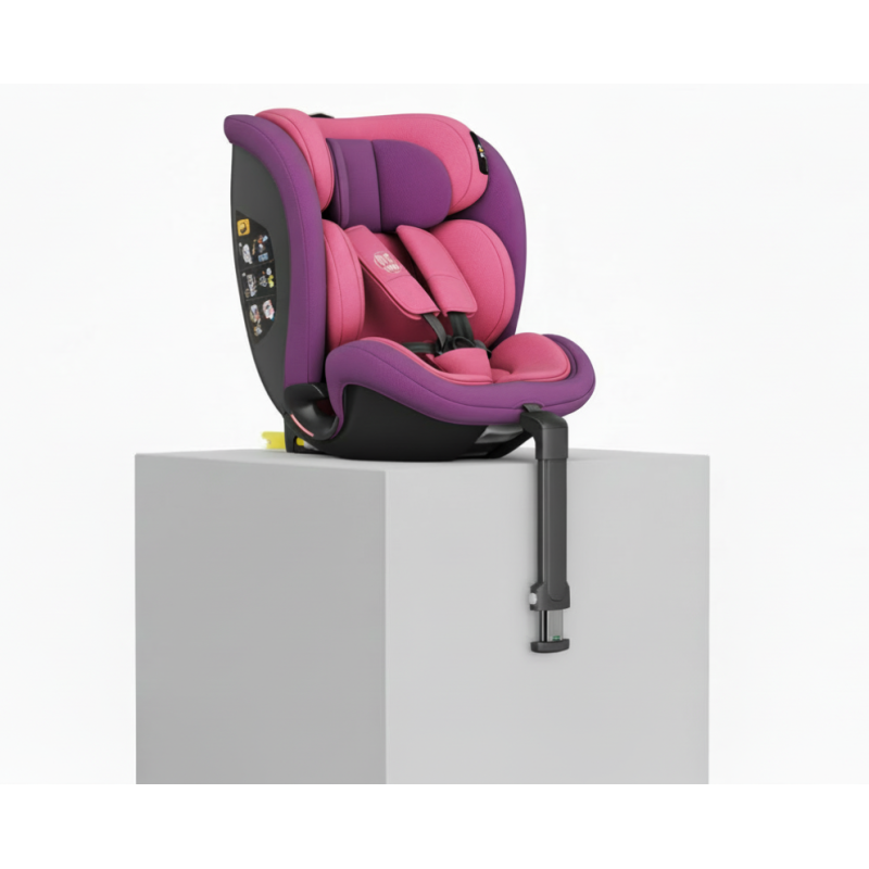 Scaun auto N17 Fix iSize BUF BOOF® ISOFIX Rotativ 360 Picior Fixare Pozitie Somn 165 grade 40-150 cm UnicornPink