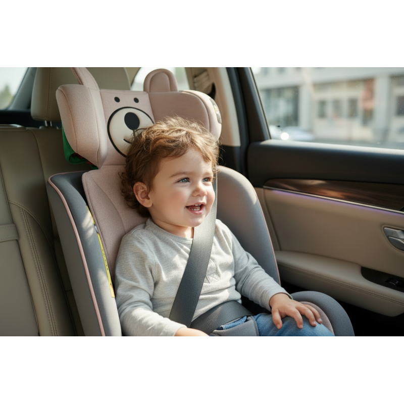 BUF BOOF® Scaun Auto P100 i-Size R129 Rotativ 360° ISOFIX 40–150 cm (0–36 kg) UrsPink