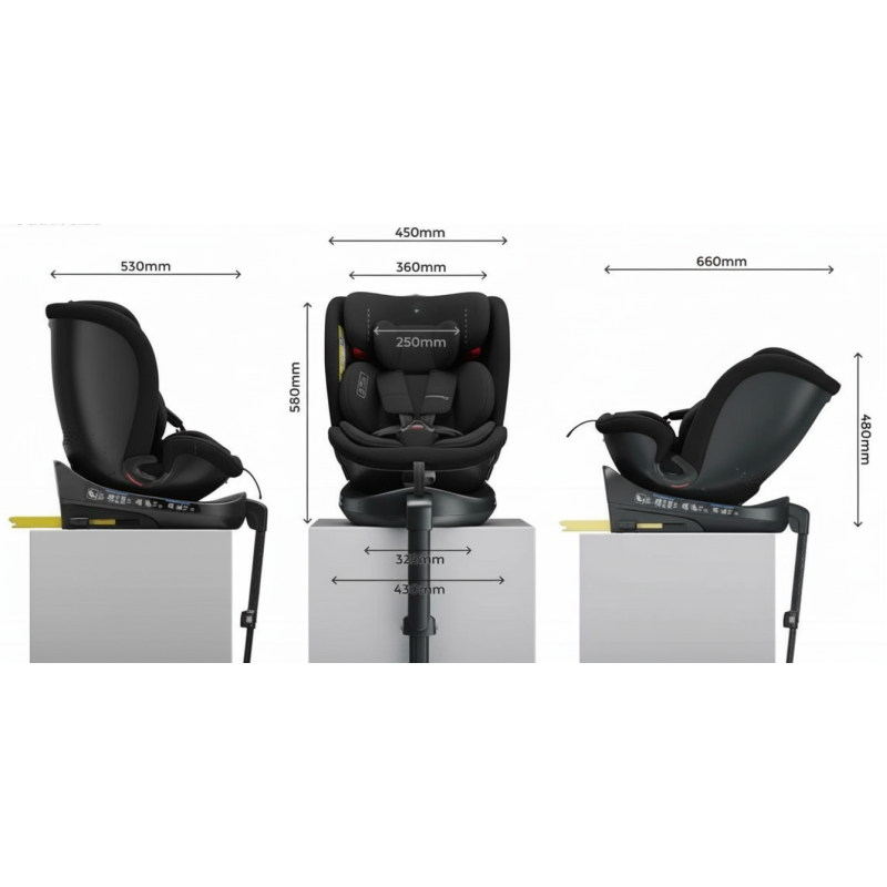 Scaun auto N17 Fix iSize BUF BOOF® ISOFIX Rotativ 360 Picior Fixare Pozitie Somn 165 grade 40-150 cm