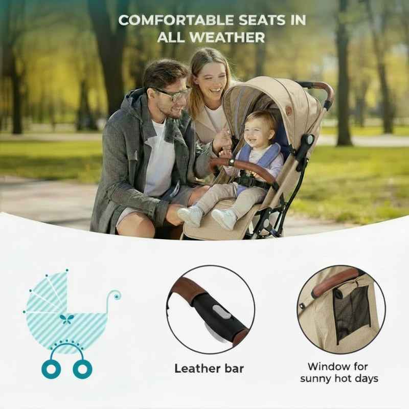 BUF BOOF® S-16 Carucior sport ușor, 0–36 luni, poziție complet orizontala 180°, sistem pliabil cu functie troller, Sand