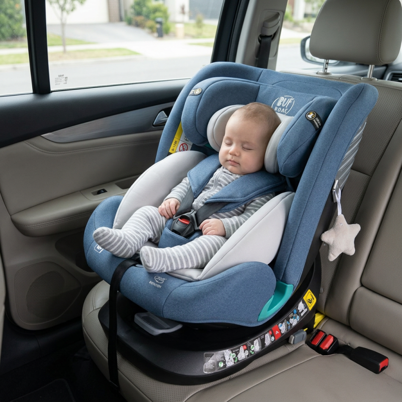 Scaun Auto Saphir DELUXE BUF BOOF iSIZE Blue cu Isofix pozitie somn 165 grade rotativ 360 grade 40-150 cm
