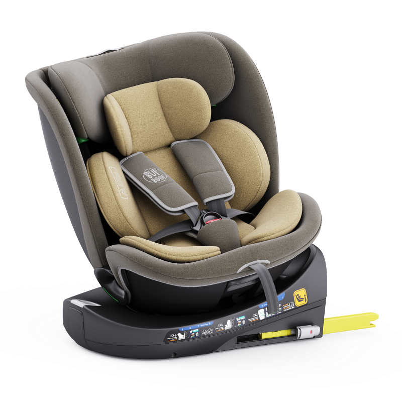 Scaun Auto B-Joy DELUXE BUF BOOF iSIZE LightBrown cu Isofix pozitie somn 155 grade rotativ 360 grade 40-150 cm