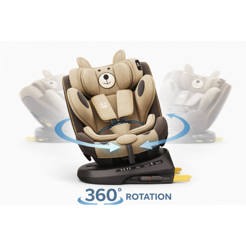 BUF BOOF® Scaun Auto P100 i-Size R129 Rotativ 360° ISOFIX 40–150 cm (0–36 kg) UrsCoffee