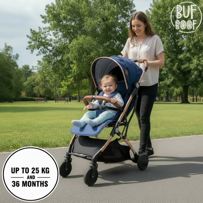 BUF BOOF® S-16 Carucior sport ușor, 0–36 luni, poziție complet orizontala 180°, sistem pliabil cu functie troller, darkblue