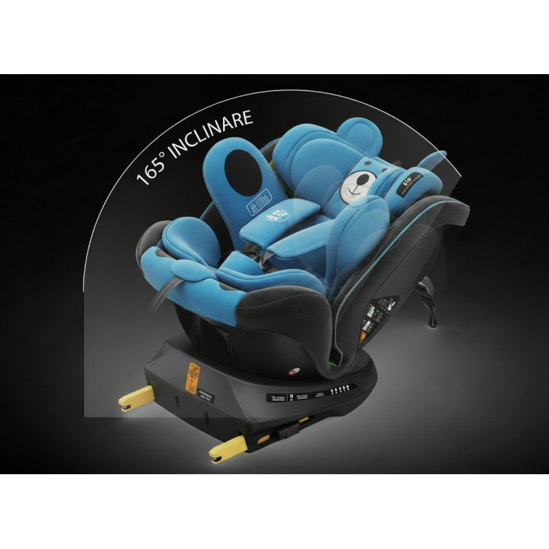 BUF BOOF® Scaun Auto P100 i-Size R129 Rotativ 360° ISOFIX 40–150 cm (0–36 kg) UrsBlue