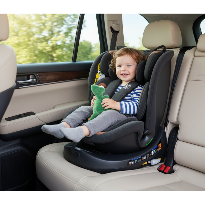 BUF BOOF® B-Joy DELUXE i-Size 40–150 cm Scaun Auto Copii, ISOFIX, Rotativ 360°, Reclinare 155°, Poziție Somn, BlackDOG