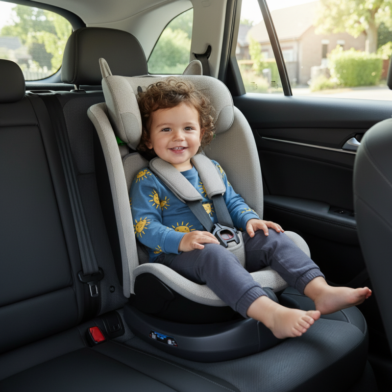 BUF BOOF® B-Joy DELUXE i-Size 40–150 cm Scaun Auto Copii, ISOFIX, Rotativ 360°, Reclinare 155°, Poziție Somn, LightGreyCAT