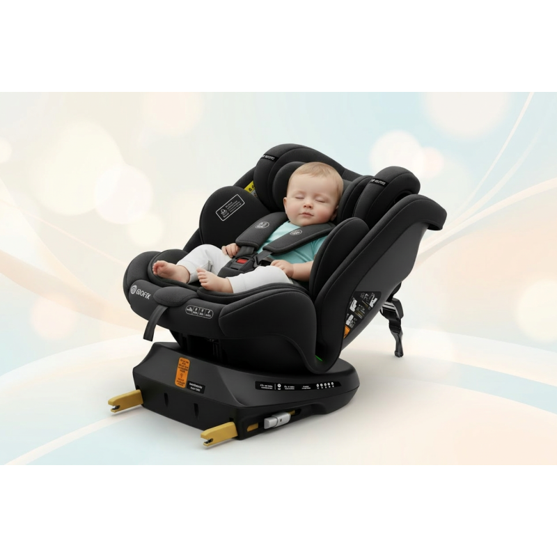 BUF BOOF® Scaun Auto P100 i-Size R129 Rotativ 360° ISOFIX 40–150 cm (0–36 kg) BlackJeans