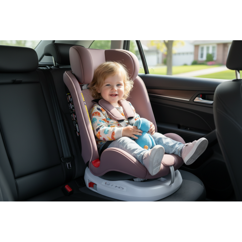 BUF BOOF® Scaun Auto P100 i-Size R129 Rotativ 360° ISOFIX 40–150 cm (0–36 kg) LightPurple