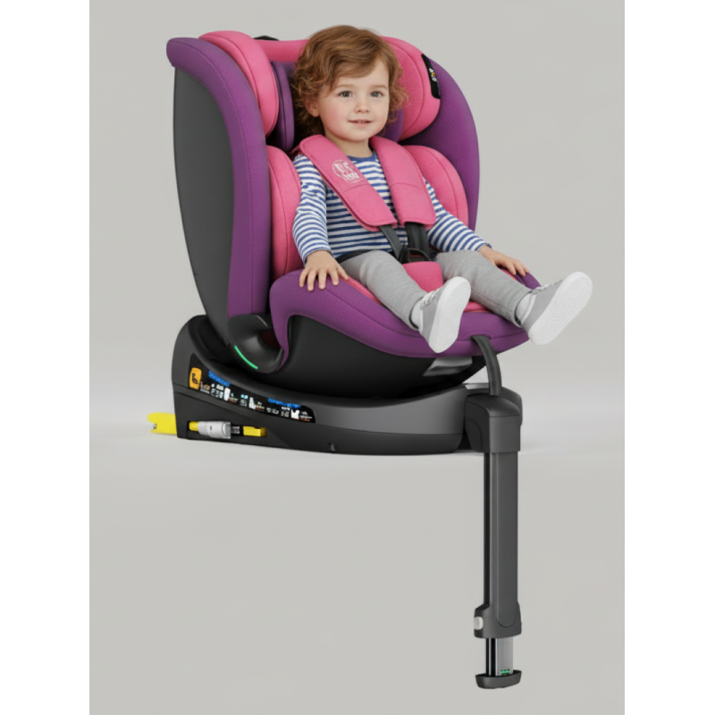 Scaun auto N17 Fix iSize BUF BOOF® ISOFIX Rotativ 360 Picior Fixare Pozitie Somn 165 grade 40-150 cm UnicornPink